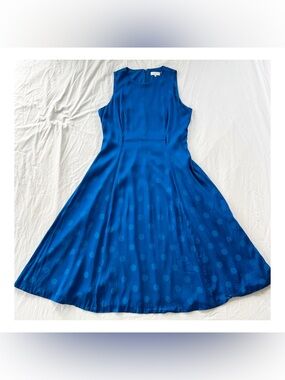 Ted Baker Innabel Blue Polka Dot A-Line Midi Dress Size 5 / US 12 - Belt missing
